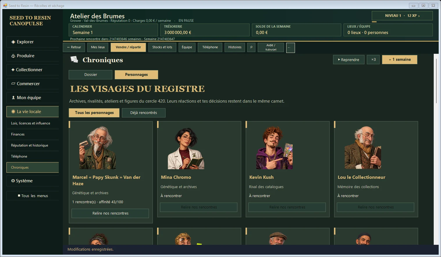 Galerie actuelle des personnages de La Graine Zéro